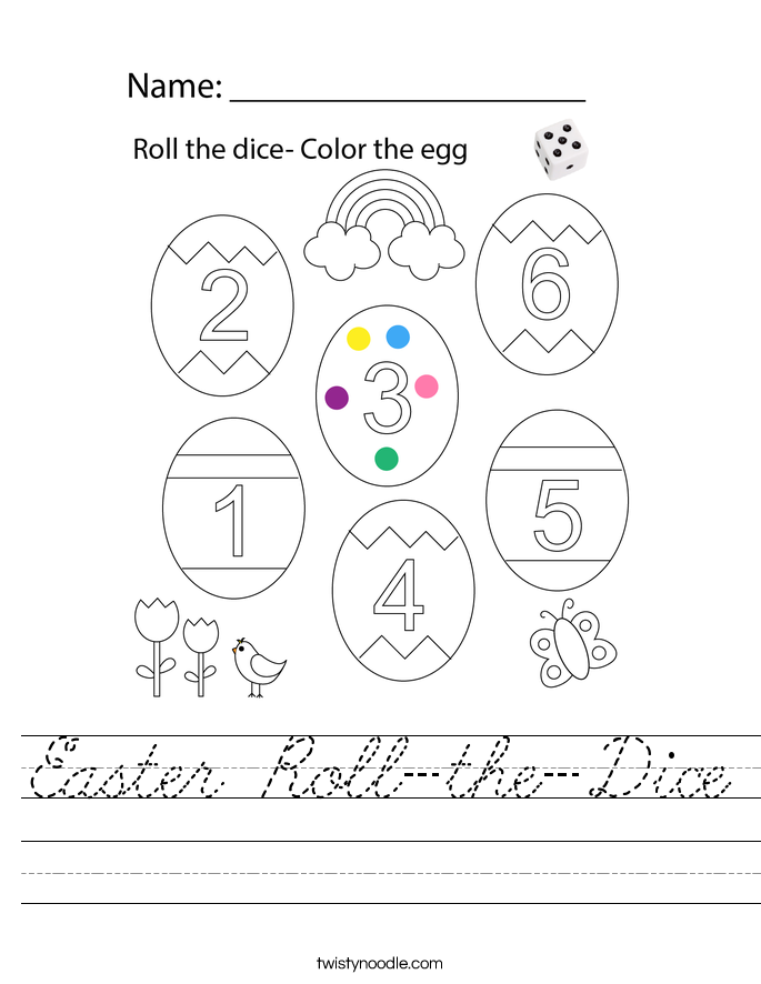 Easter Roll-the-Dice Worksheet