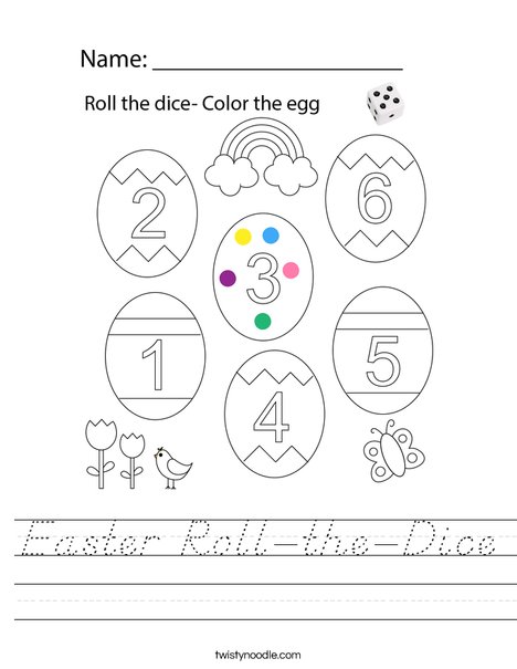 Easter Roll-the-Dice Worksheet