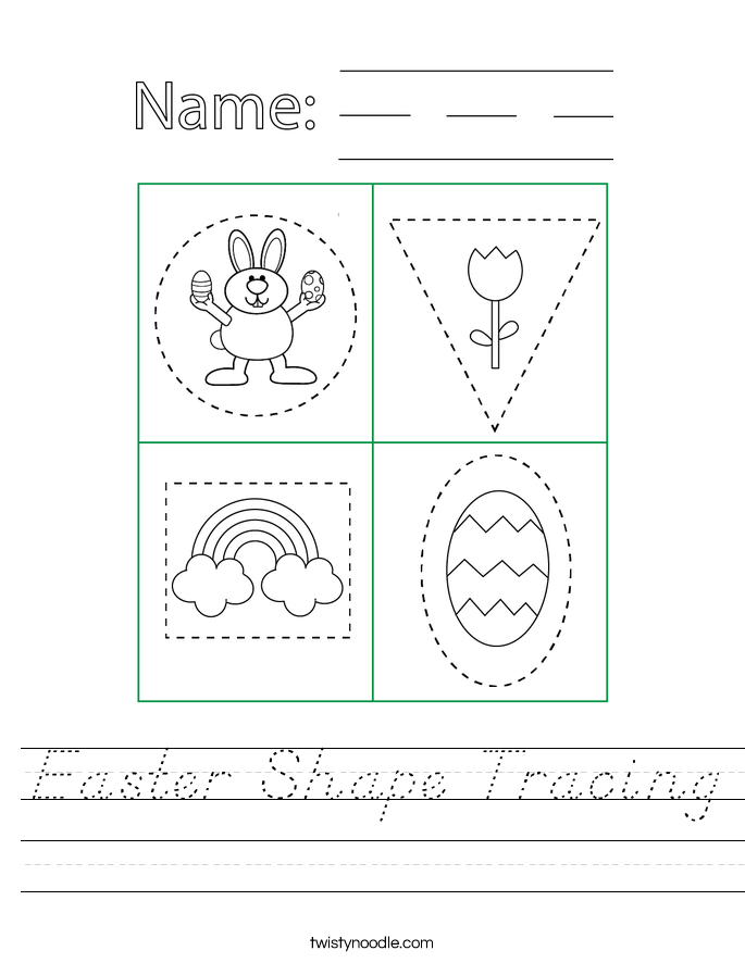 Easter Shape Tracing Worksheet