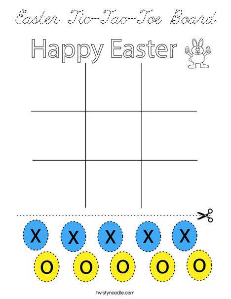 Easter Tic-Tac-Toe Board Coloring Page