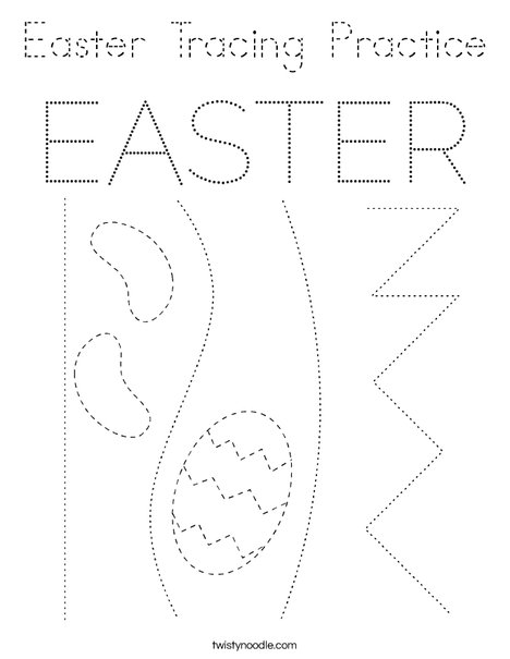 Easter Tracing Practice Coloring Page