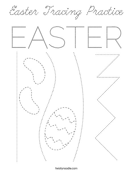 Easter Tracing Practice Coloring Page