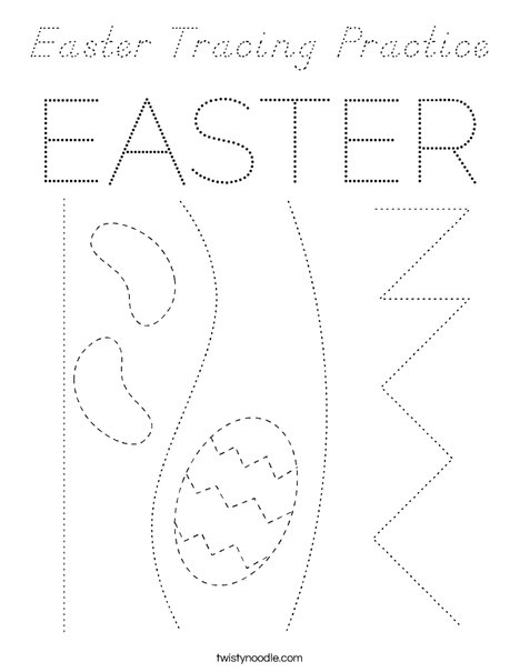 Easter Tracing Practice Coloring Page