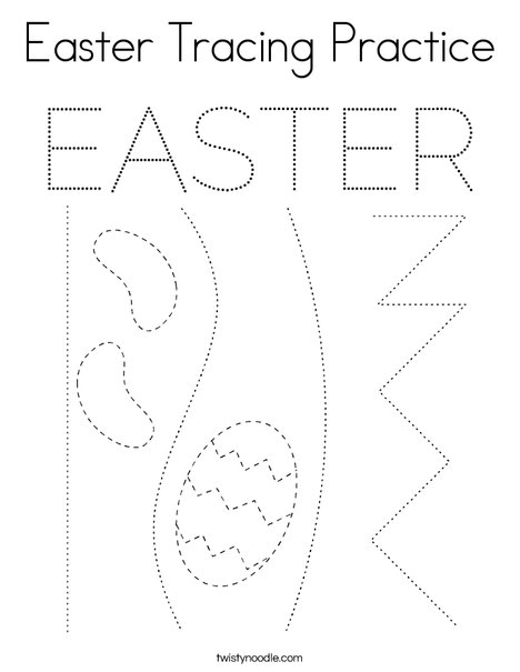 Easter Tracing Practice Coloring Page
