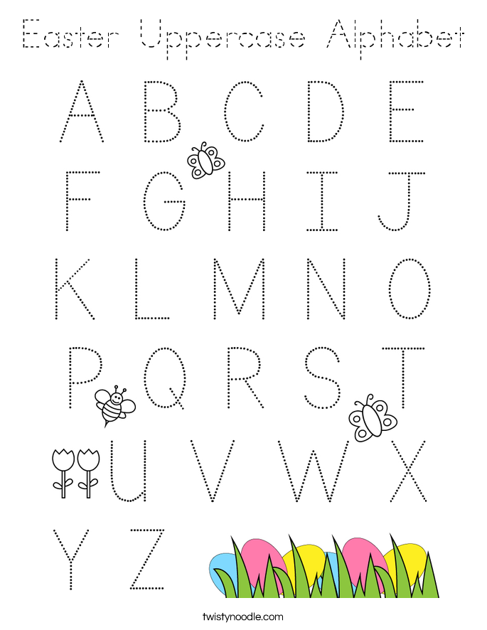 Download Easter Uppercase Alphabet Coloring Page - Tracing - Twisty ...