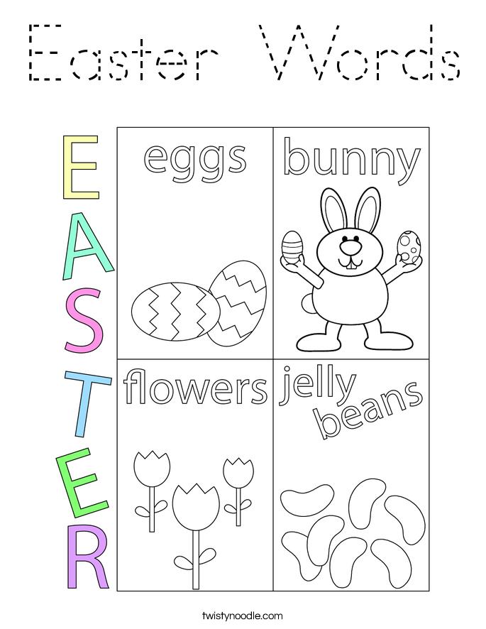 Easter Words Coloring Page