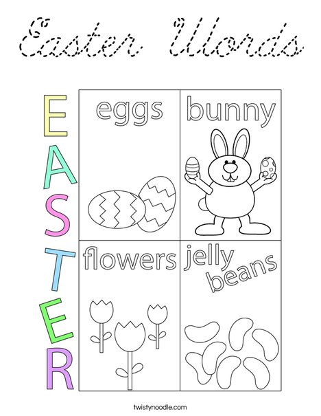 Easter Words Coloring Page