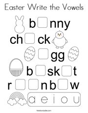 Easter Write the Vowels Coloring Page