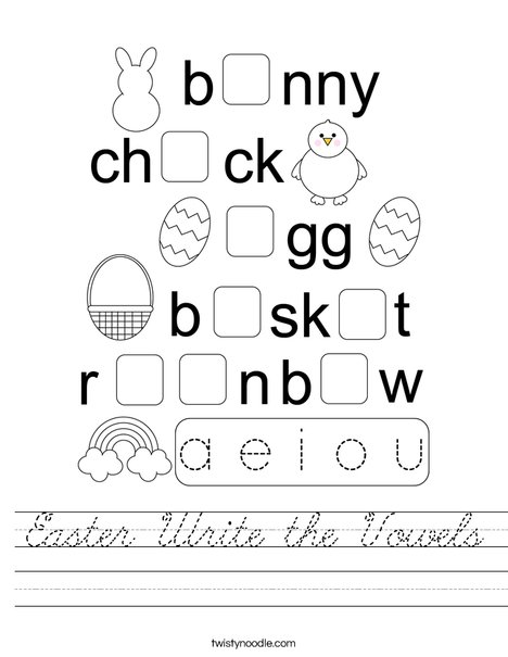 Easter Write the Vowels Worksheet