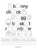 Easter Write the Vowels Worksheet