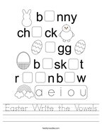 Easter Write the Vowels Handwriting Sheet