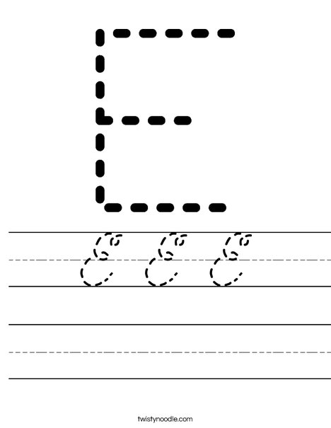 Tracing Letter E Worksheet