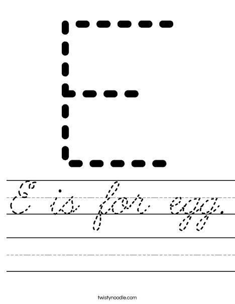 Tracing Letter E Worksheet