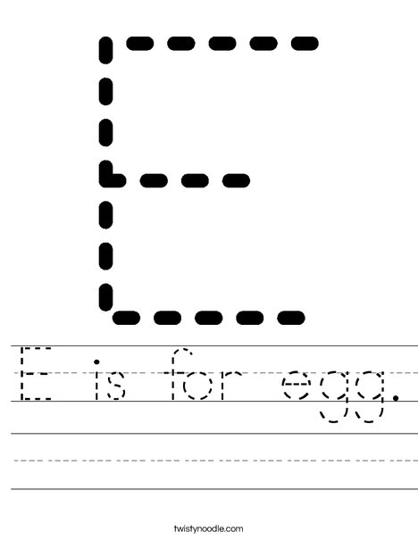 Tracing Letter E Worksheet