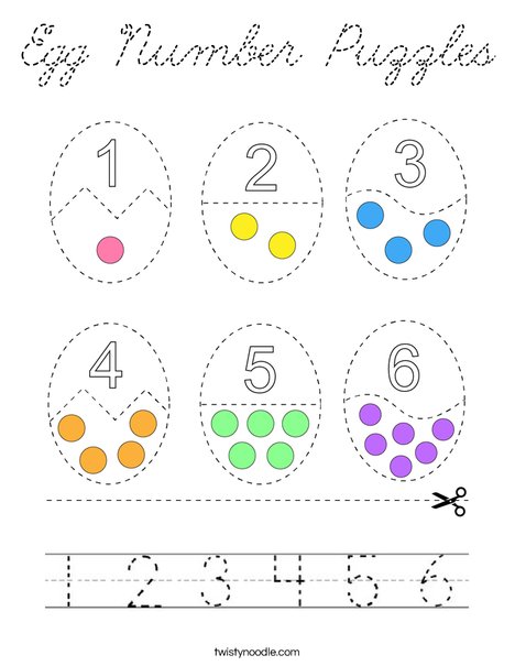 Egg Counting Puzzles Coloring Page