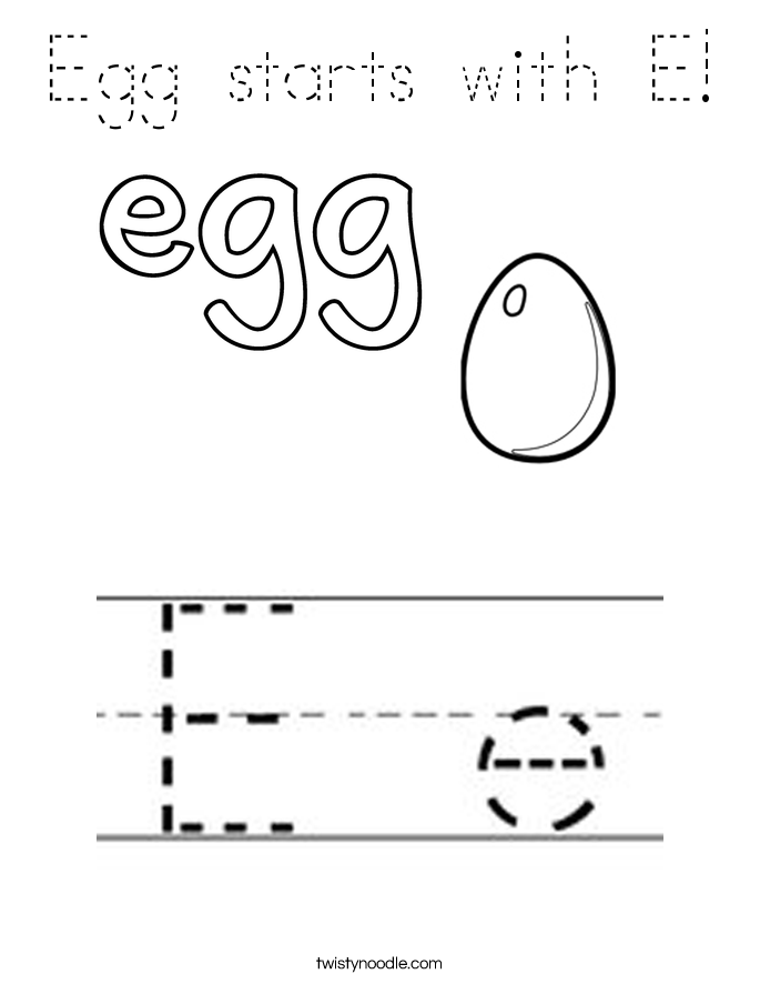 Egg starts with E! Coloring Page