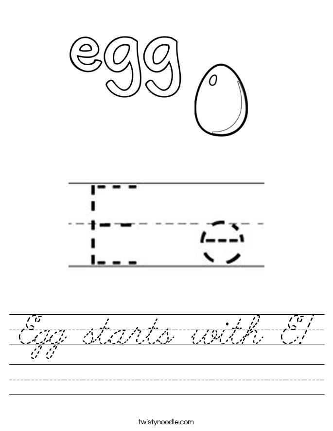 Egg starts with E! Worksheet