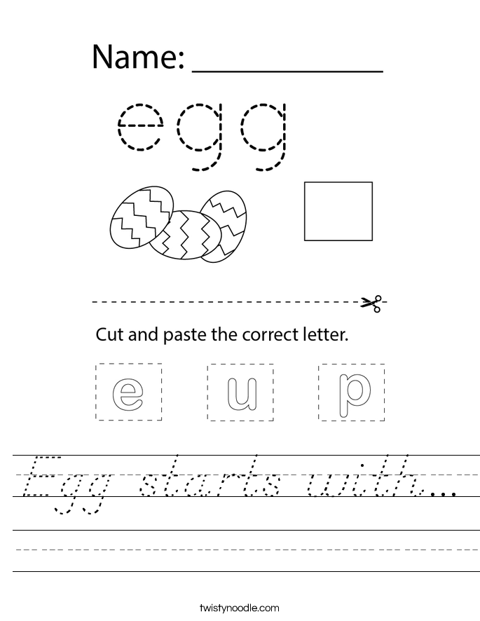 Egg starts with... Worksheet