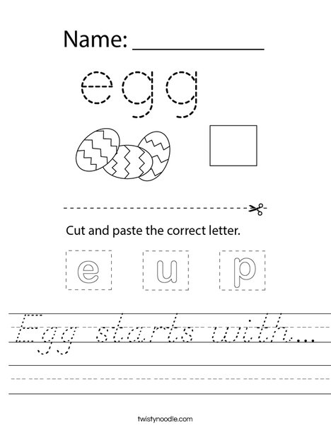 Egg starts with... Worksheet