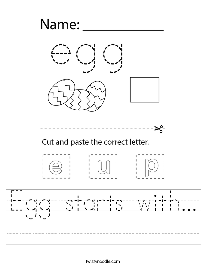 Egg starts with... Worksheet