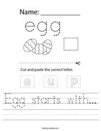 Egg starts with Handwriting Sheet