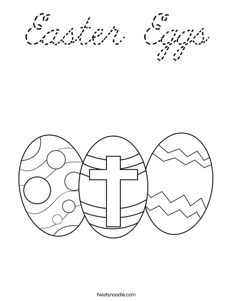 Easter Eggs with a Cross Coloring Page