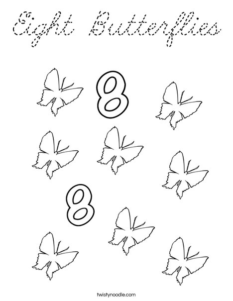 Eight Butterflies Coloring Page
