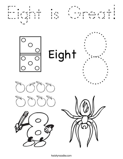 Eight is Great Coloring Page