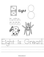 Eight is Great Handwriting Sheet