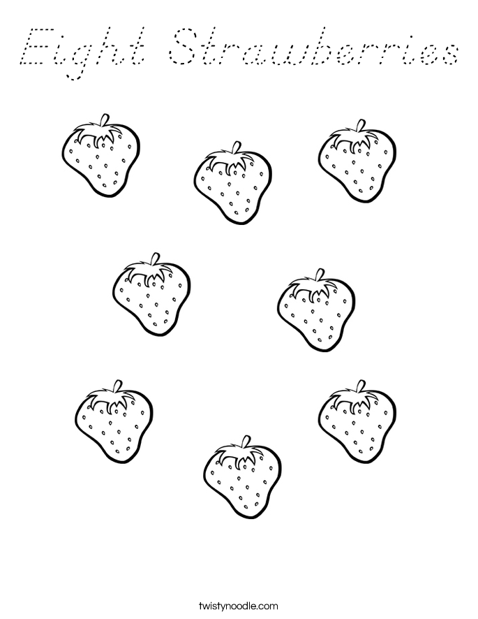 Eight Strawberries Coloring Page