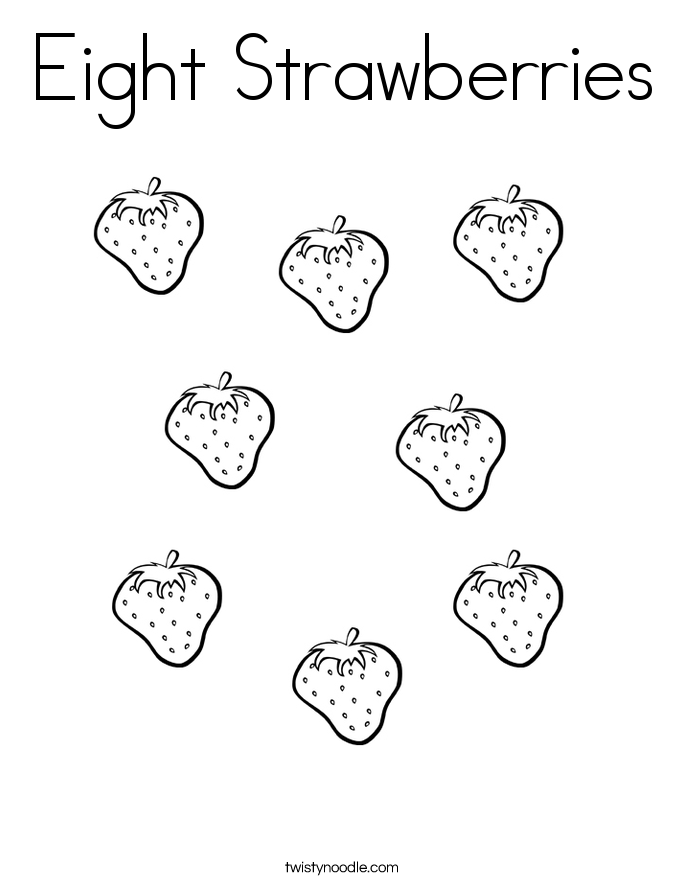 Eight Strawberries Coloring Page