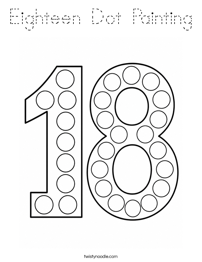 Eighteen Dot Painting Coloring Page