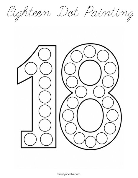 Eighteen Dot Painting Coloring Page