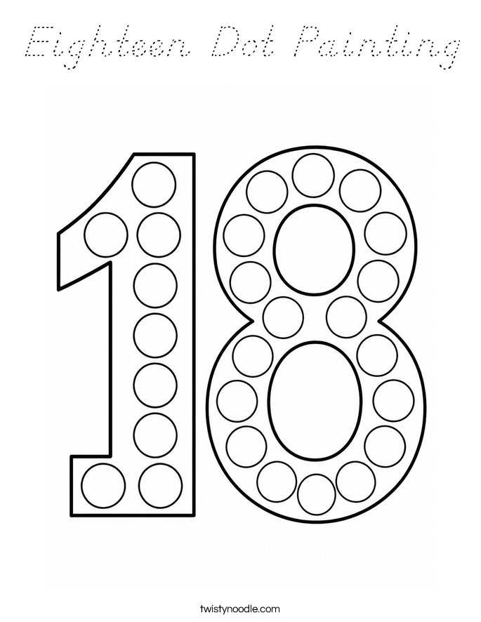 Eighteen Dot Painting Coloring Page
