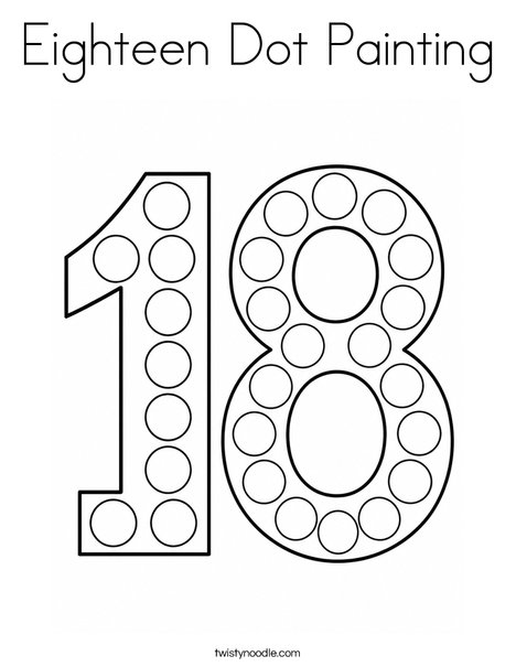 Eighteen Dot Painting Coloring Page