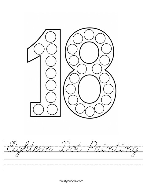 Eighteen Dot Painting Worksheet