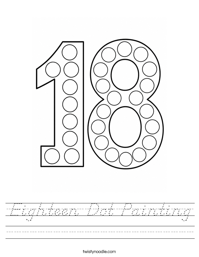 Eighteen Dot Painting Worksheet