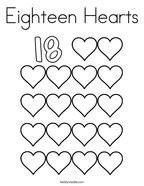 Eighteen Hearts Coloring Page