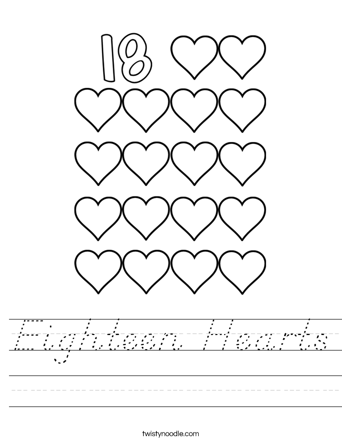 Eighteen Hearts Worksheet