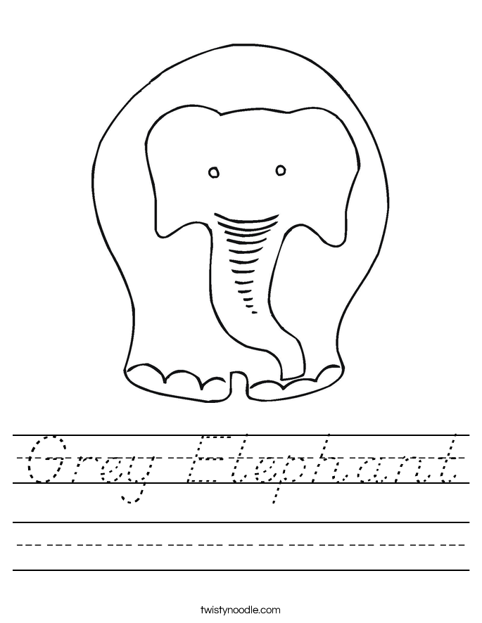 Grey Elephant Worksheet