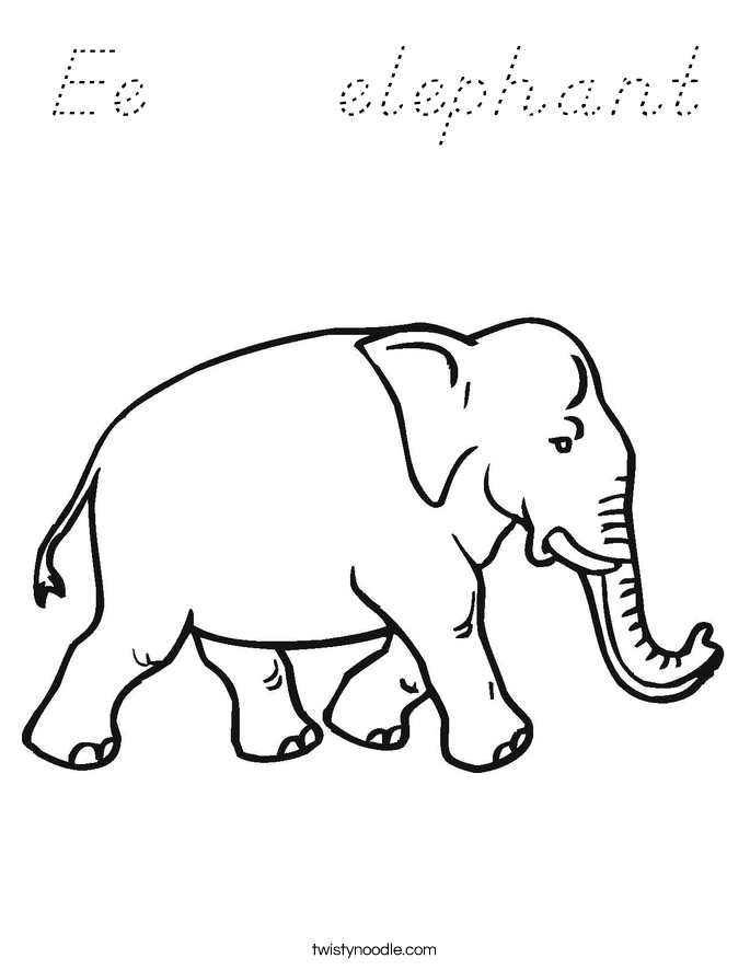 Ee     elephant Coloring Page