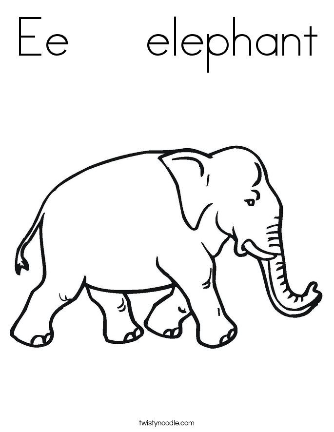 Ee     elephant Coloring Page