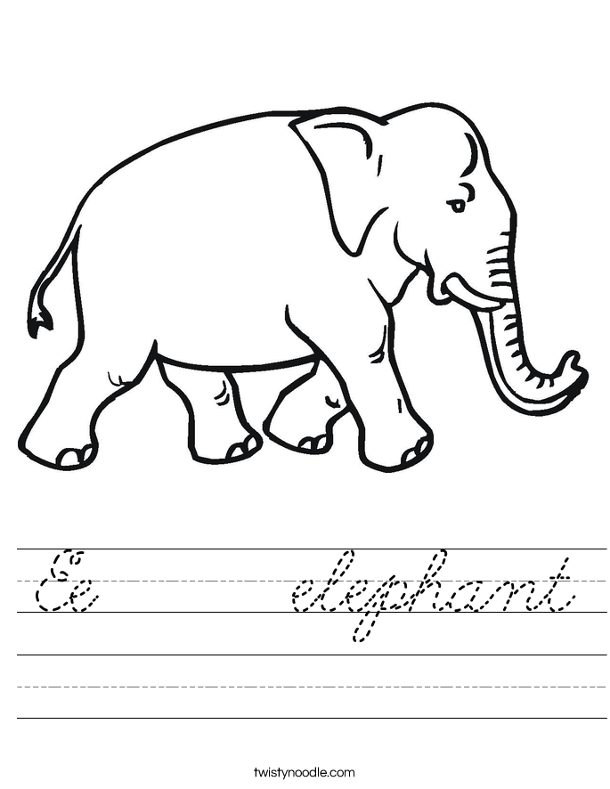 Ee     elephant Worksheet