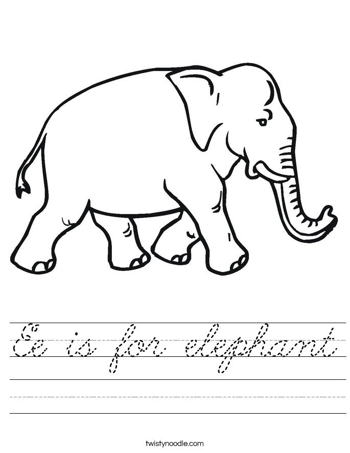 Ee is for elephant Worksheet