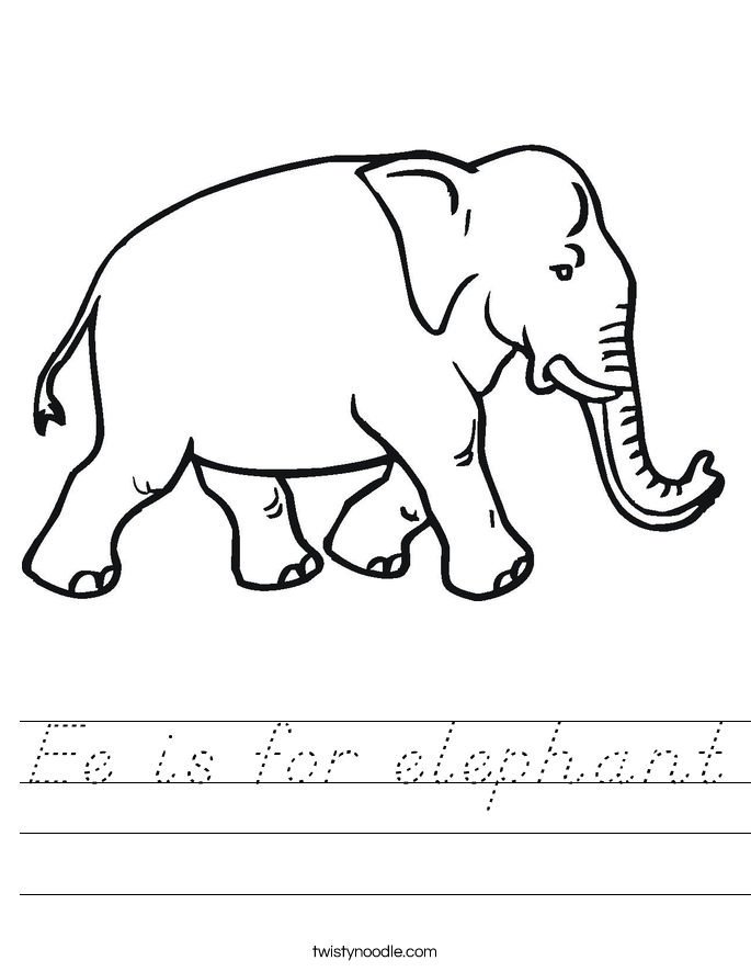 Ee is for elephant Worksheet