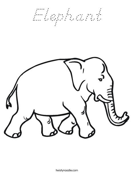 Elephant Walking Coloring Page