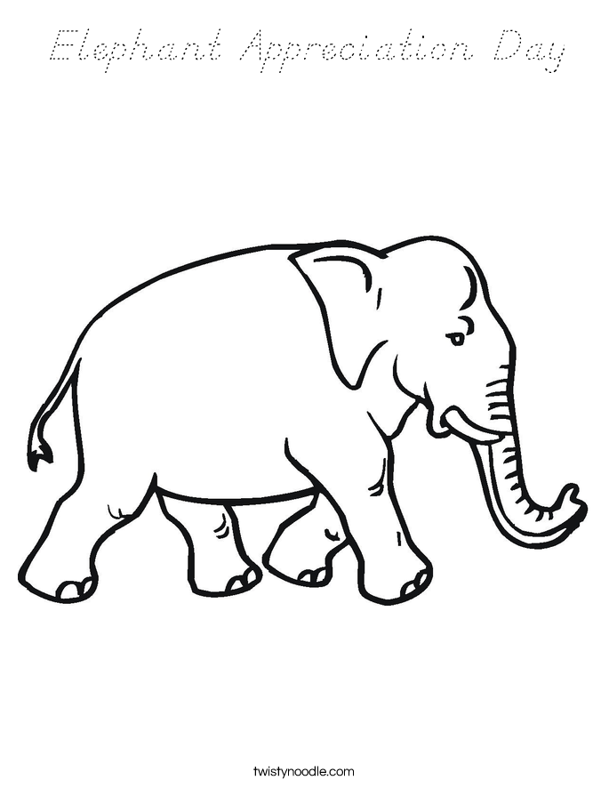 Elephant Appreciation Day Coloring Page
