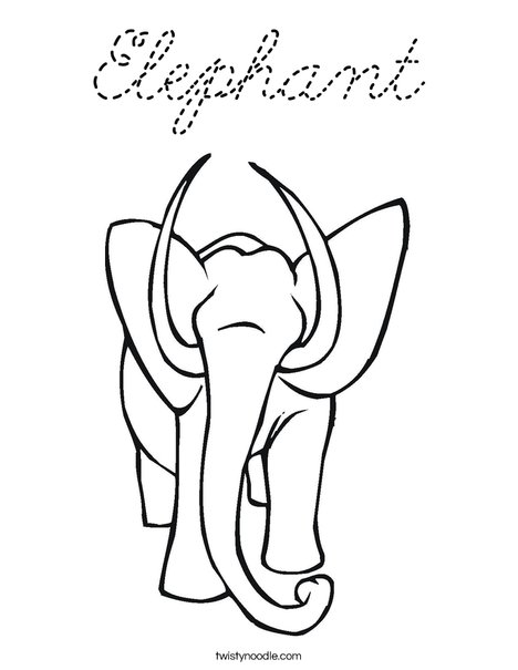 Elephant with Tusks Coloring Page