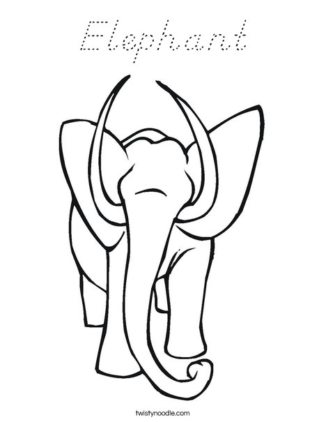 Elephant with Tusks Coloring Page