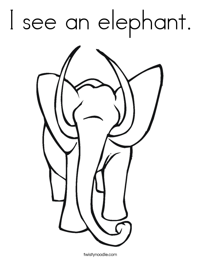I see an elephant. Coloring Page